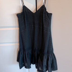 J.Crew black eyelet sun dress with drop waste and full skirt